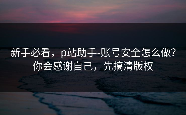 新手必看，p站助手-账号安全怎么做？你会感谢自己，先搞清版权