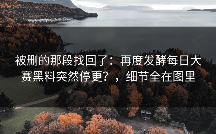被删的那段找回了：再度发酵每日大赛黑料突然停更？，细节全在图里