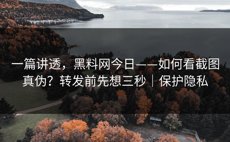 一篇讲透,黑料网今日——如何看截图真伪?转发前先想三秒|保护隐私 一篇讲透,黑料网今日——如何看截图真伪?转发前先想三秒|保护隐私