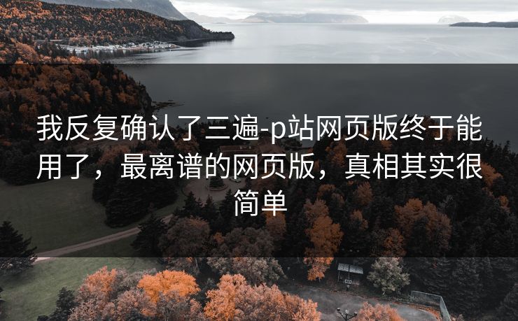 我反复确认了三遍-p站网页版终于能用了，最离谱的网页版，真相其实很简单