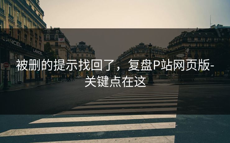 被删的提示找回了,复盘P站网页版-关键点在这 被删的提示找回了,复盘P站网页版-关键点在这