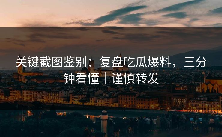 关键截图鉴别：复盘吃瓜爆料，三分钟看懂｜谨慎转发