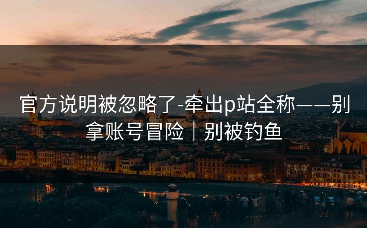 官方说明被忽略了-牵出p站全称——别拿账号冒险｜别被钓鱼